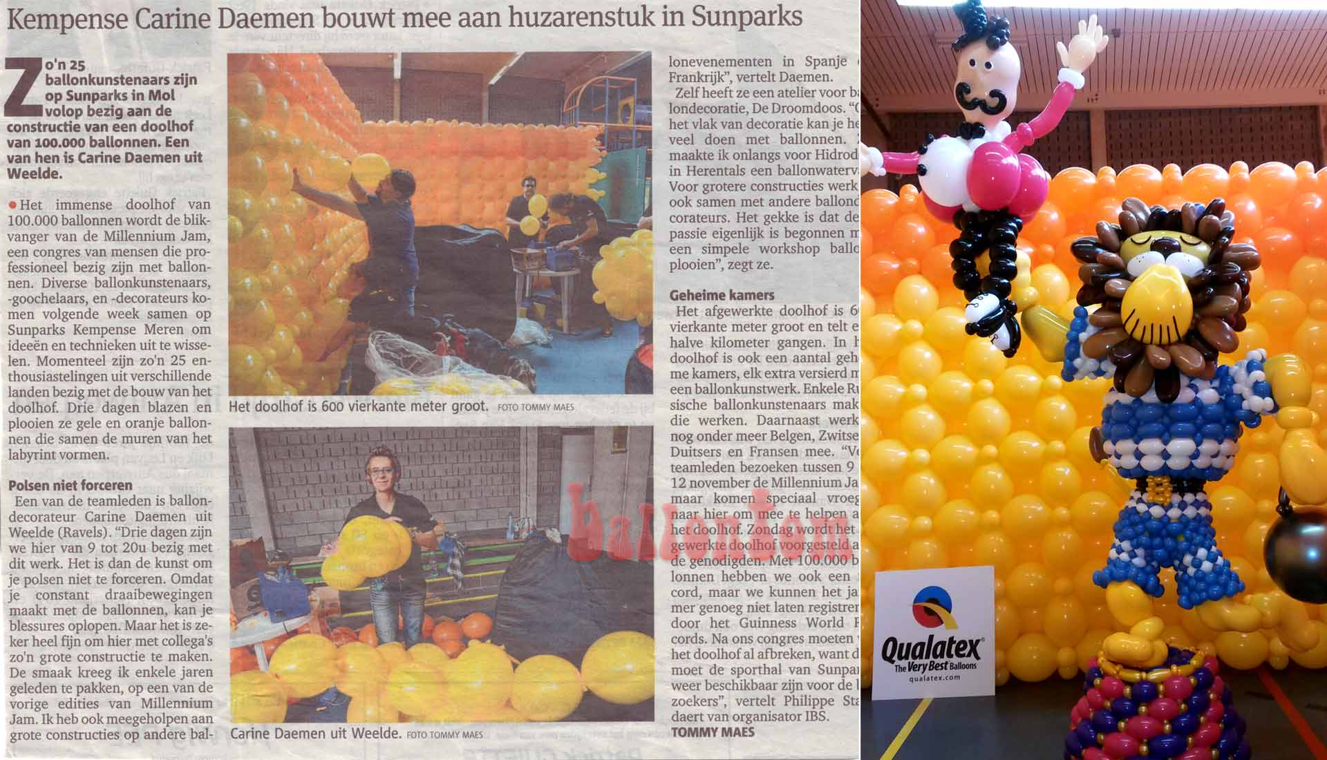 Weltrekord! Größtes Ballonlabyrinth mit über 100.000 Ballons mit ballontom - Medienresonanz Belgien